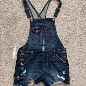 No Boundaries Dark Blue Denim Overalls